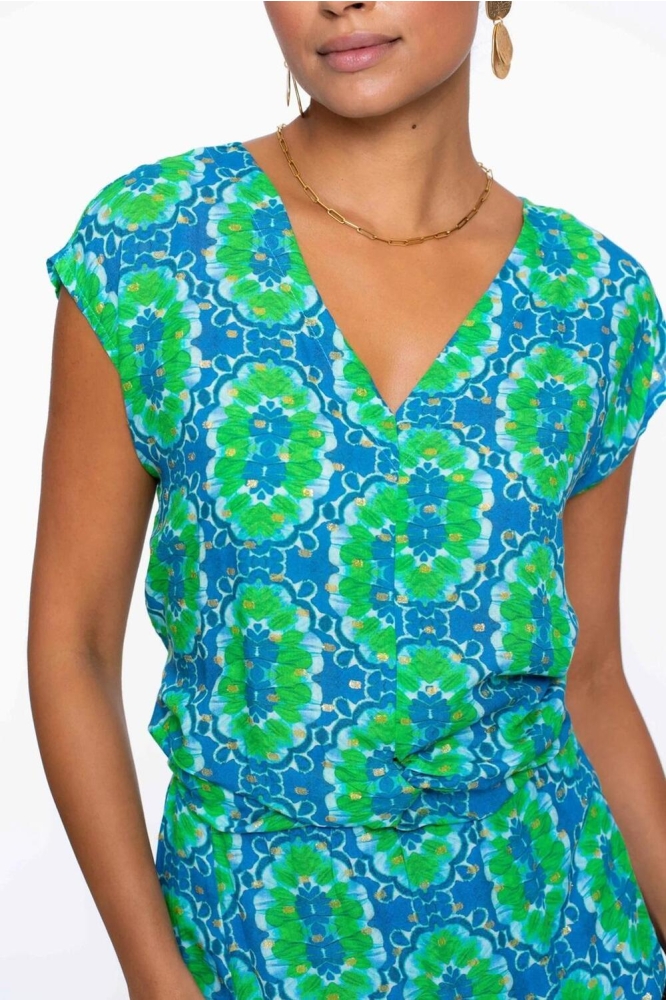 V HALS TOP MET TILE DESSIN 53483 20 000625 BLUE/GREEN